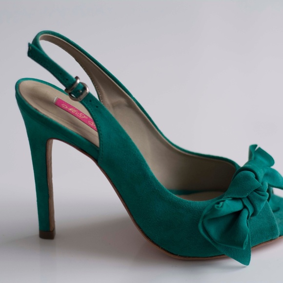 Designer suede slingback peeptoe heels - Picture 4 of 6